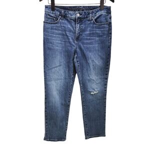 Chico's So Slimming Girlfriend Crops Jeans Women's Size 10 Blue Medium Wash